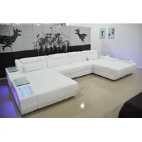 Xlmoebel Ecksofa Sofa in U-Form aus Leder Moderne Eckcouch Gemütliches Wohnzimmer-Sofa, Hergestellt in Europa weiß