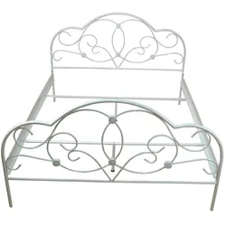 Bett in Creme Weiß Stahl