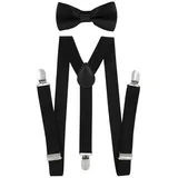 axy Hosenträger Kinder Jungen Hosenträger und Fliege set für Kinder 7-12 Jahren (2-St., 2er Set) Hosenträger mit farblich passender Fliege, verstellbar und elastisch schwarz