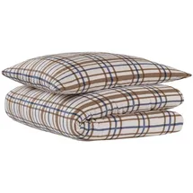 SCHIESSER Maxim Kariert Taupe-Blau 135 x 200 cm + 80 x 80 cm