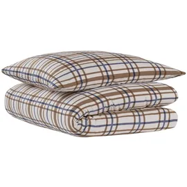 SCHIESSER Maxim Kariert Taupe-Blau 135 x 200 cm + 80 x 80 cm