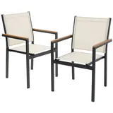 ML-Design Gartenstuhl 56 x 85,5 x 53 cm beige 2 St.