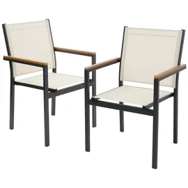 ML-Design Gartenstuhl 56 x 85,5 x 53 cm beige 2 St.