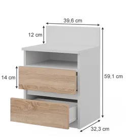 Vicco Nachtschrank Monty 32,3 x 59,1 x 59,1 cm Weiß