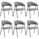 Tectake tectake® Armlehnstuhl, Webstoff, gepolstert, schlanke Stahlbeine, 60 x 58 x 85 cm