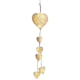 Dekoleidenschaft Deko-Hänger mit 6 beleuchteten Herzen in weiß, mit LED, Batterie-betrieben, Hängeleuchte, Wanddeko, Leuchtdeko, Hängedeko, Fensterdeko hängend, Weihnachtsdeko, Türdeko, Dekoleuchte