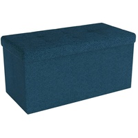 Intirilife Faltbare Sitzbank 76x38x38 cm in OZEAN BLAU - Sitzwürfel mit Stauraum aus Stoff mit Mulden