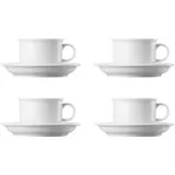 4 x Kaffeetasse 2-tlg. - THOMAS TREND - Dekor Weiß - 1 Set