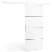 VIKK - Schiebetür Komplettset mit Tür - Schiebetüren - H 205cm, B 106cm - für Nischen, Flur, Abstellraum, Garderobe - Einseitig Bedienbar, Robustes Rollensystem - Modell: BUND - Silber