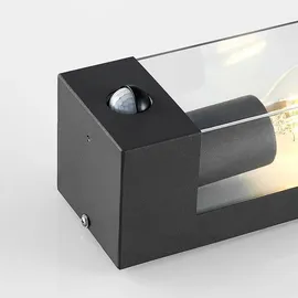 LINDBY Außenwandleuchte Aluminium 25,0 cm mit Bewegungsmelder grau
