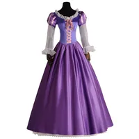 Kolegrial Damen Rapunzel Kostüm, Vintage Elegant Lang Schnürung Spitze Abendkleider und Krone für Weihnachten Karneval Halloween Party Geburtstag Maskerade Theater Performance Verkleidung, Lila
