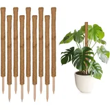 Relaxdays Kokosstäbe 10er Set, Pflanzenstäbe für Monstera, Efeutute und mehr, 90 cm lang, Kokosfaser und Holz, Natur