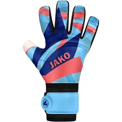 JAKO River Supersoft Negative Cut Torwarthandschuhe 436 - skyblue/coral/navy 12