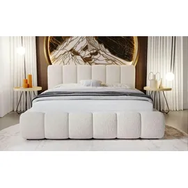 GRAINGOLD Polsterbett mit Bettkasten 140x200, Beige Bouclé, Cloud