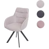 Mendler Esszimmerstuhl HWC-J69 Samt creme-beige