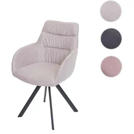 Mendler Esszimmerstuhl HWC-J69 Samt creme-beige