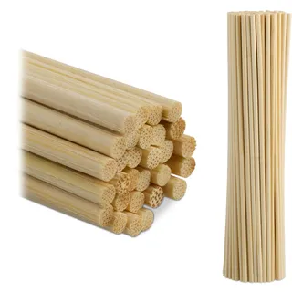Relaxdays Bambusstäbe, 200er Set, 30 cm, Bambusstöcke zum Basteln, Rankhilfe für Zimmerpflanzen, Bastelstäbe rund, Natur