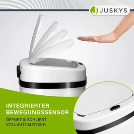 Juskys Automatik Mülleimer mit Sensor - Weiß