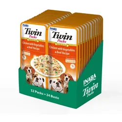 INABA DOG Twin Huhn Gemüse und Rindfleisch 12x2x40g