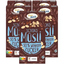 Kornmühle Schoko Müsli weniger süß 750 g, 5er Pack