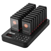 Vevor Restaurant-Pager-System, kabelloses Warteschlangensignal mit 400 m Reichweite, Piepser zur Rufannahme von Gästen mit Vibration und Blinken, 20 Pager für Imbisswagen, Kirche, Kindergarten