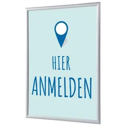 SHOWDOWN Displays Showdown Klapprahmen - DIN A1 - Komplett-Set - Hier Anmelden Deutsch - Blau/Silber