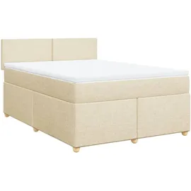 vidaXL Boxspringbett mit Matratze Creme 140x200 cm Stoff - Creme