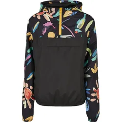 Langmantel URBAN CLASSICS "Urban Classics Damen Ladies Mixed Pull Over Jacket", Damen, Gr. M, schwarzfruity, 100% Polyester, Mäntel
