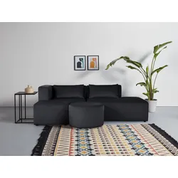 Ecksofa LEONIQUE "Alexane L-Form", schwarz, B:219cm H:70cm T:150,5cm, Sofas, zusammengesetzt aus Modulen, in vielen Bezugsqualitäten und Farben.