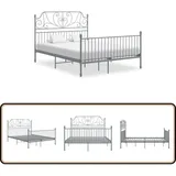 Bettgestell Ohne Matratze Grau Metall 140×200 Cm - Metallbett - Doppelbett - Bettrahmen - Boxspringbetten - Schlafzimmermöbel