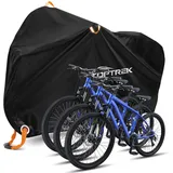toptrek Fahrradabdeckung 210D Oxford-Gewebe Fahrradgarage Outdoor Hochwertige Fahrrad Abdeckplane mit Schlossösen Sonnenschutz Reißfestigkeit mit Beutel (Schwarz, 220x120x110cm für 3 Fahrräder)
