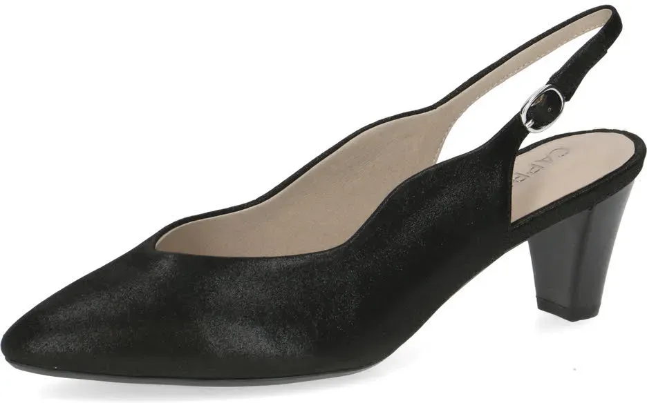 Caprice Damen Sling Pumps Absatzschuhe schwarz metallic 371⁄2