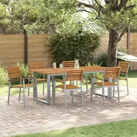 vidaXL Garten Essgruppe 7-tlg. Grau/Braun
