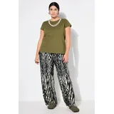 Studio Untold Schlupfhose Hose Wide Legs High Waist Plissee Animalmuster schwarz 46/48