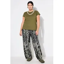 Studio Untold Schlupfhose Hose Wide Legs High Waist Plissee Animalmuster schwarz 46/48