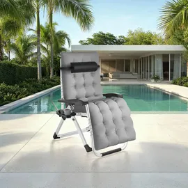 Tectake Cloud Sonnenliege 84 x 168 x 82,5 cm Hellgrau