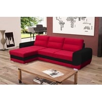 JVmoebel Ecksofa, Sofa Schlafsofa Designer Sofa mit Bettfunktion + Bettkasten rot|schwarz