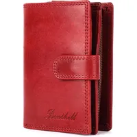 Benthill Damen Portemonnaie Leder | Echtleder Damen-Geldbörse mit RFID Schutz | Frauen Portmonee Mittelgroß | Vintage Ledergeldbörse inkl. Gesch... - Rot
