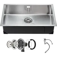 Vevor Uimoso Einzelbecken links Unterbau Edelstahl Handbetätigung 700 x 430 mm