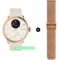 Withings ScanWatch 2 38 mm perl weiß/rosegold, Sport Fluorelastomer-Armband weiß/rosegold