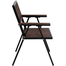 Mendler 2er-Set Gartenstuhl+Gartentisch HWC-J95, Stuhl Tisch, Gastro Outdoor-Beschichtung, Alu Holzoptik schwarz, dunkelbraun