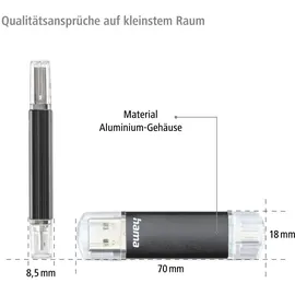 Hama FlashPen Laeta Twin 128 GB schwarz USB 3.0 00124001