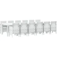 vidaXL Garten Essgruppe 13 pcs Weiß Polt Rattan