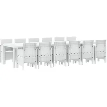 vidaXL Garten Essgruppe 13 pcs Weiß Polt Rattan