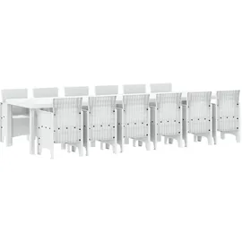 vidaXL Garten Essgruppe 13 pcs Weiß Polt Rattan
