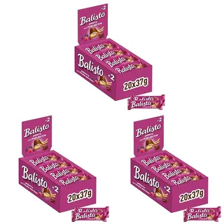 Balisto Schokoriegel Großpackung | Joghurt-Beeren-Mix, lila | 20 Riegel in einer Box (20 x 37 g) (Packung mit 3)