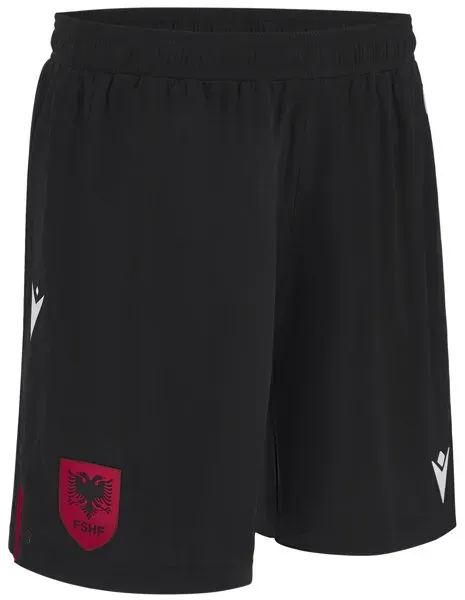 Macron Albanien 2024 Home JR - Fußballhose - Kinder - Black/Red - 3XS