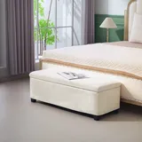 HOMCOM Sitzbank mit Stauraum Polsterbank mit Cord-Optik, Stahlbeine, Beige