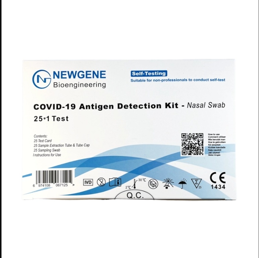 50x Gene Gene COVID-19 Antigen Detection Kit | CE 1434 |einzelverpackt | Nasal Swab 50 Stück
