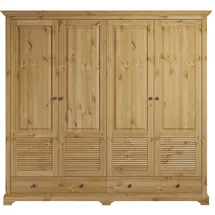 otto home Kleiderschrank OTTO HOME "Rauna, aus massiver Kiefer, 4-türig, mit Lamellen und Kassetten", beige (natur), B:203cm H:183cm T:61cm, Massivholz, Schränke, Kleiderschrank, FSC zertifiziertes Massivholz (Kiefer), robuste Qualität